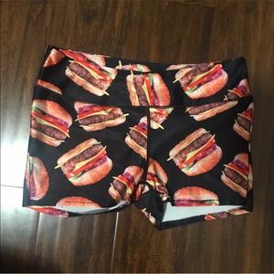 Til you collapse cheeseburger shorts spandex